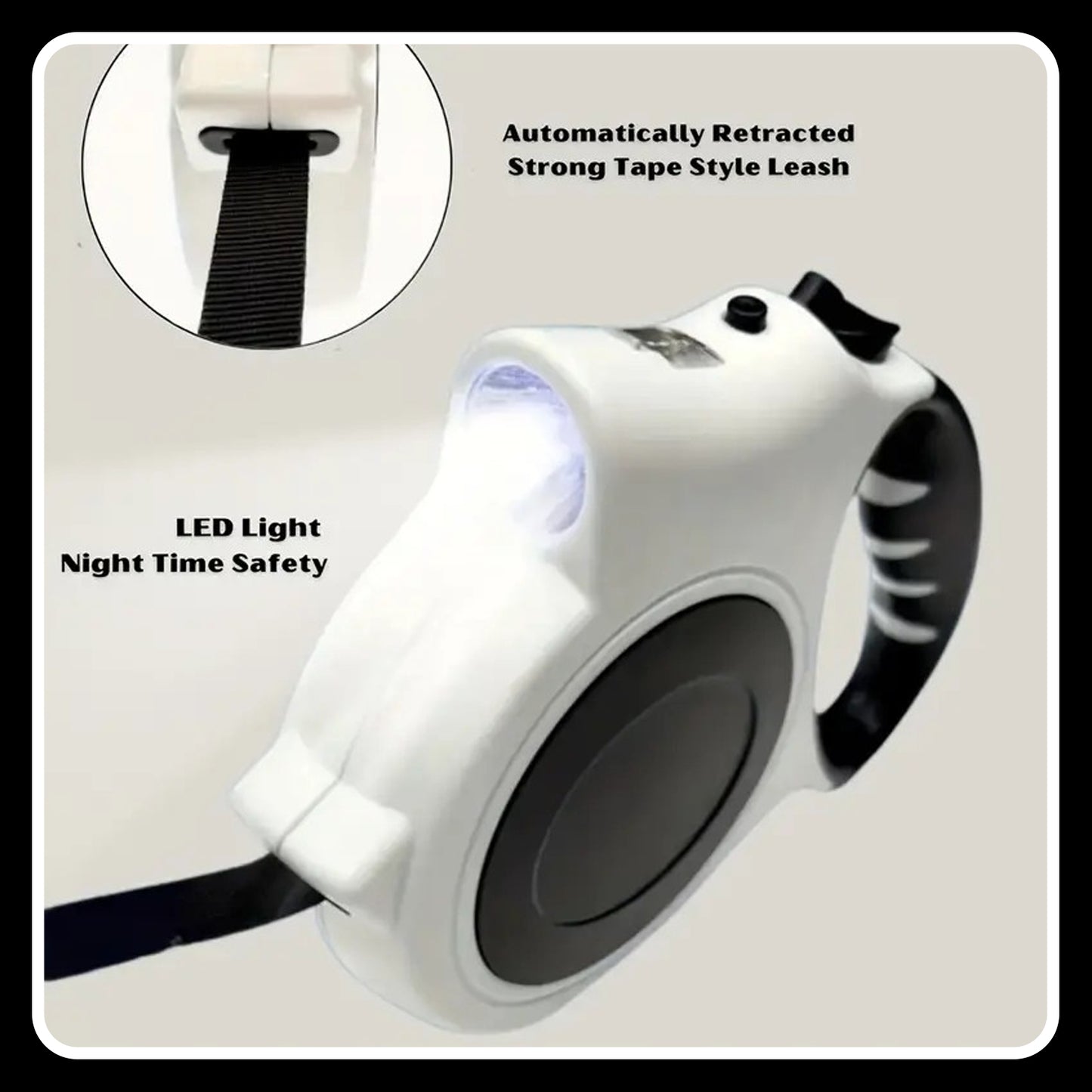Retractable Pet Leash with LED Light – 16ft | One-Button Release & Durable Locking Handle