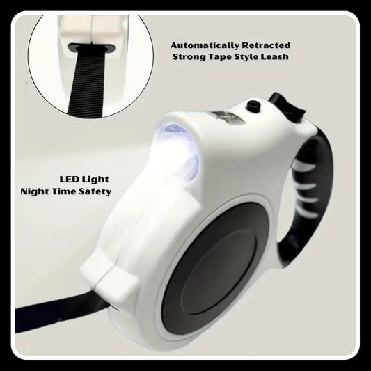 Retractable Pet Leash with LED Light – 16ft | One-Button Release & Durable Locking Handle