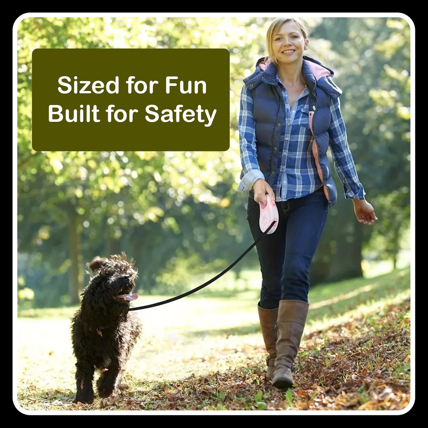 16.5ft Retractable Dog Leash – Stylish Paw Print Design | Tangle-Free & Durable | Easy Lock & Release