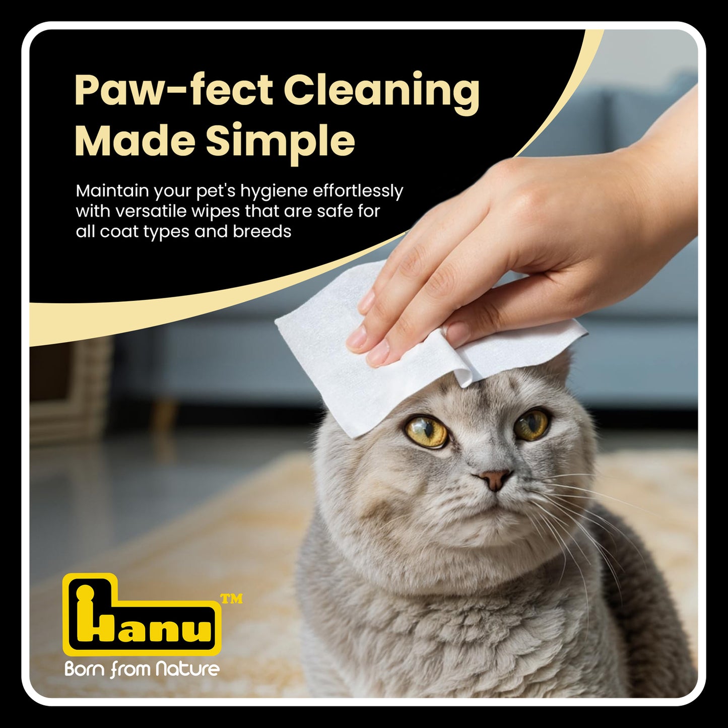 Hanu Pet Grooming Wipes - Gentle Cleaning for Your Furry Friends