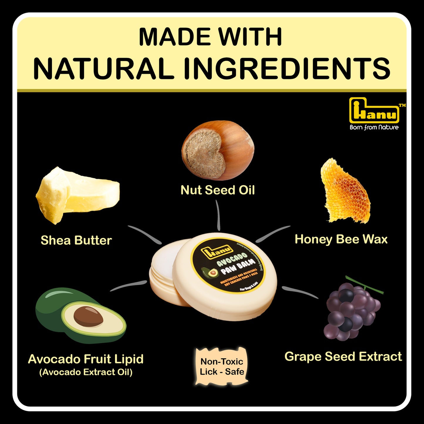 Hanu Avocado Paw Balm – Natural Protection & Soothing Relief for Dry, Cracked Paws