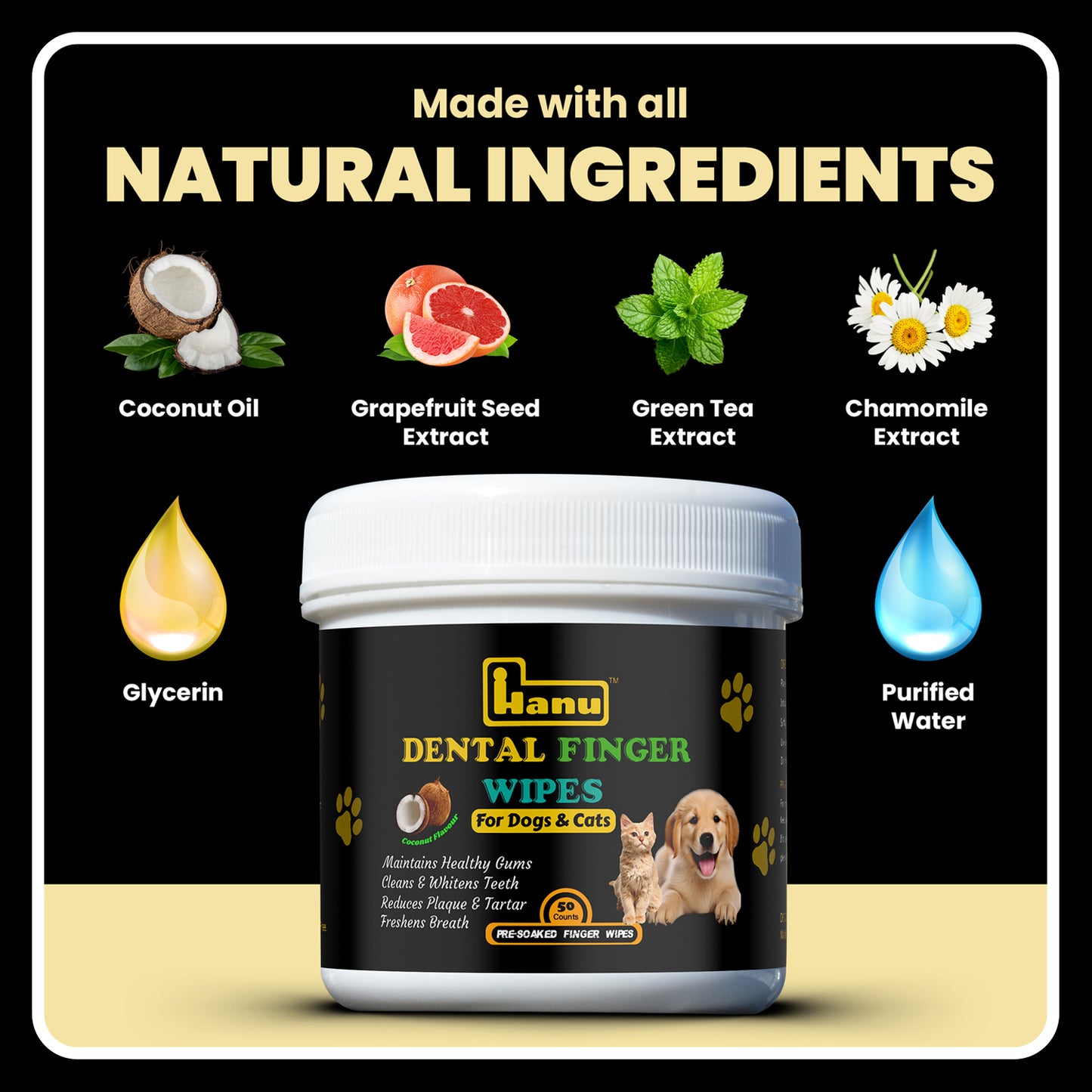 Hanu Dental Finger Wipes for Pets - Oral Care Made Easy!
