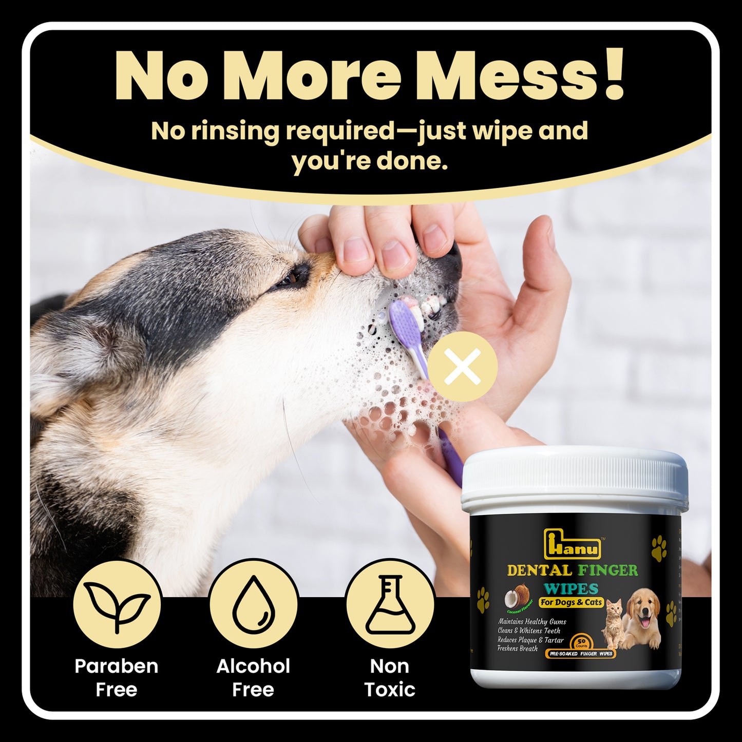 Hanu Dental Finger Wipes for Pets - Oral Care Made Easy!