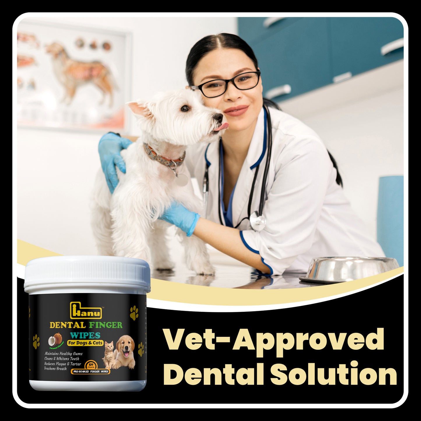 Hanu Dental Finger Wipes for Pets - Oral Care Made Easy!