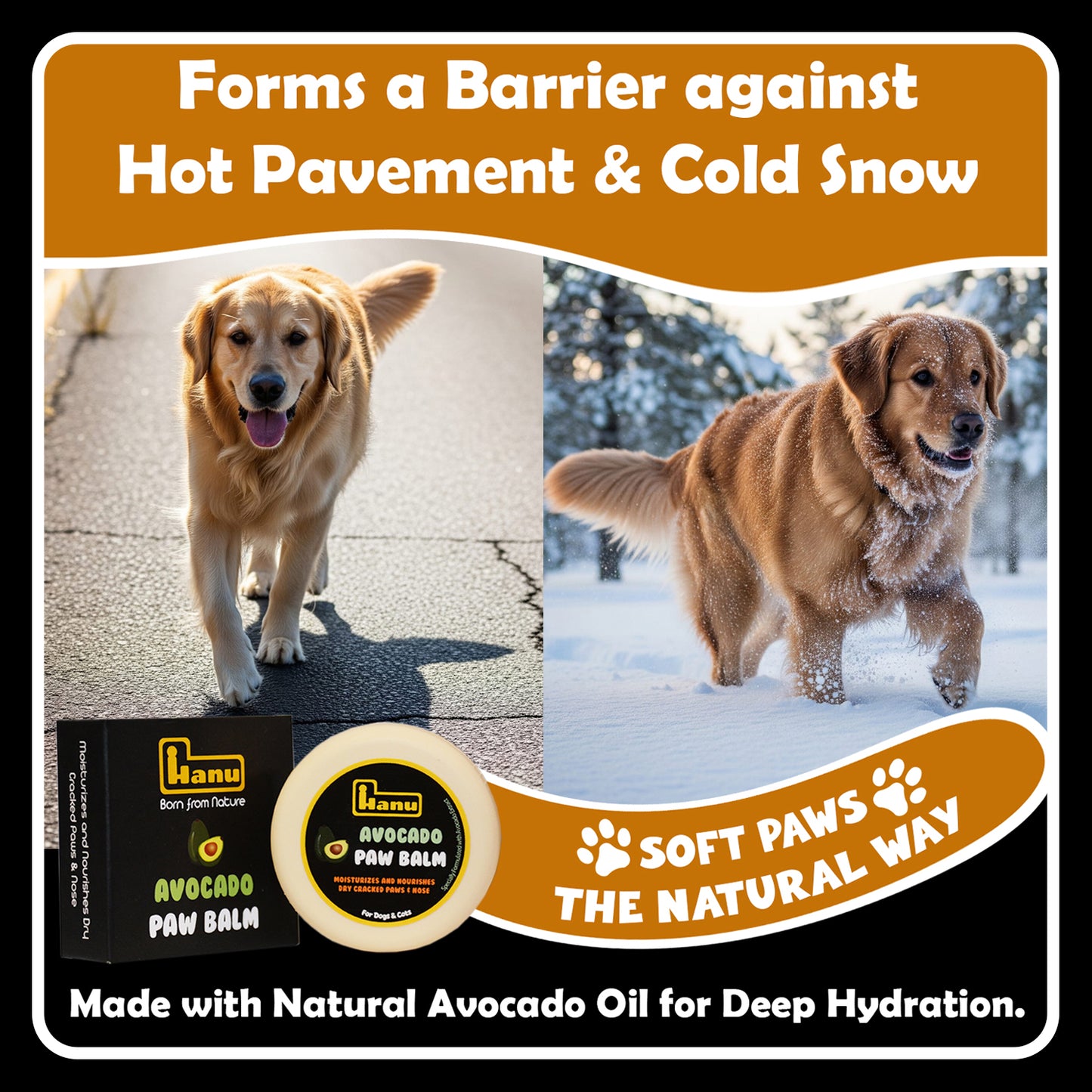 Hanu Avocado Paw Balm – Natural Protection & Soothing Relief for Dry, Cracked Paws