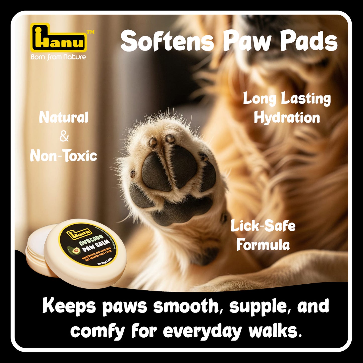 Hanu Avocado Paw Balm – Natural Protection & Soothing Relief for Dry, Cracked Paws