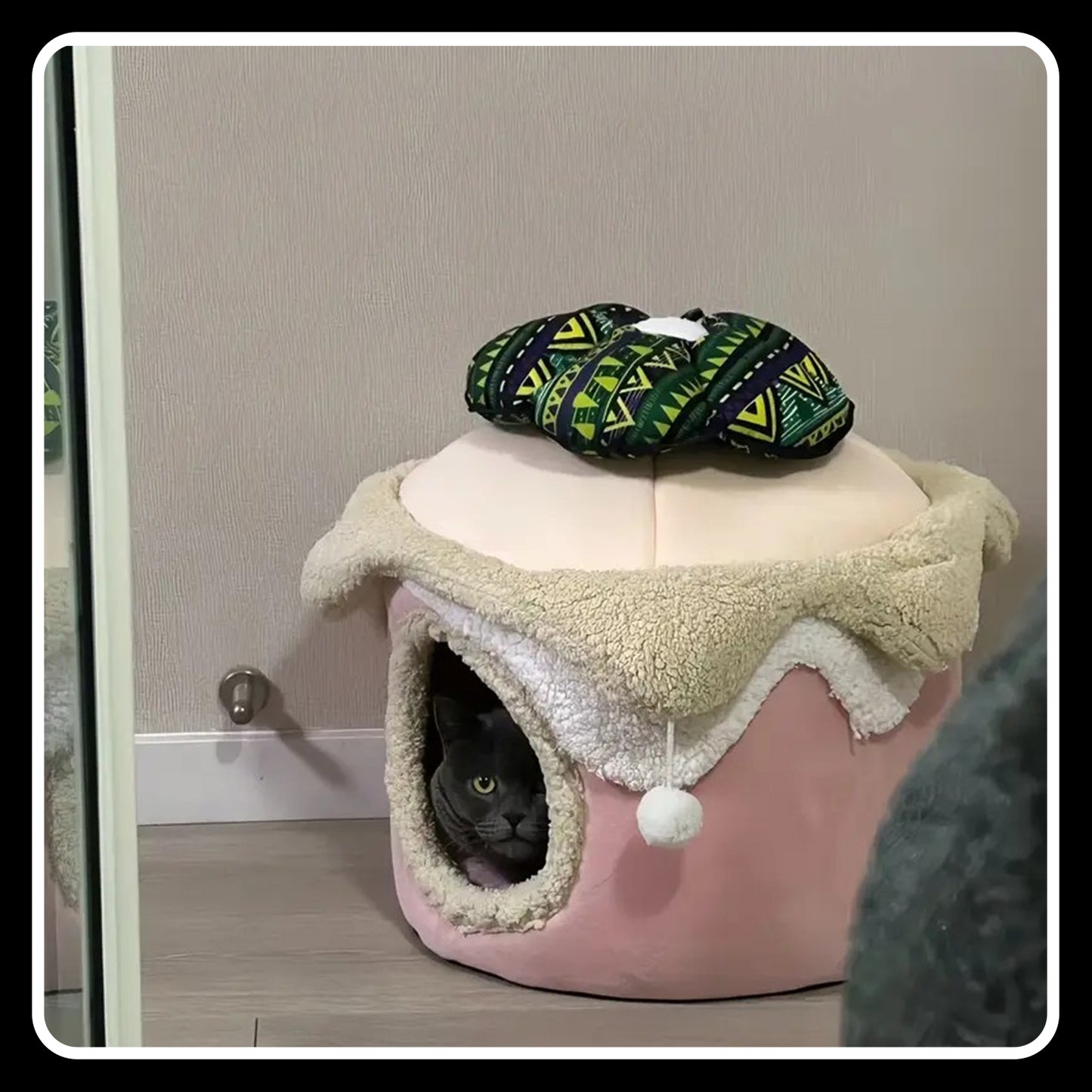 Sweet Ice Cream Cone Cat Dog House – Cozy Kennel Pet Bed (Pink)