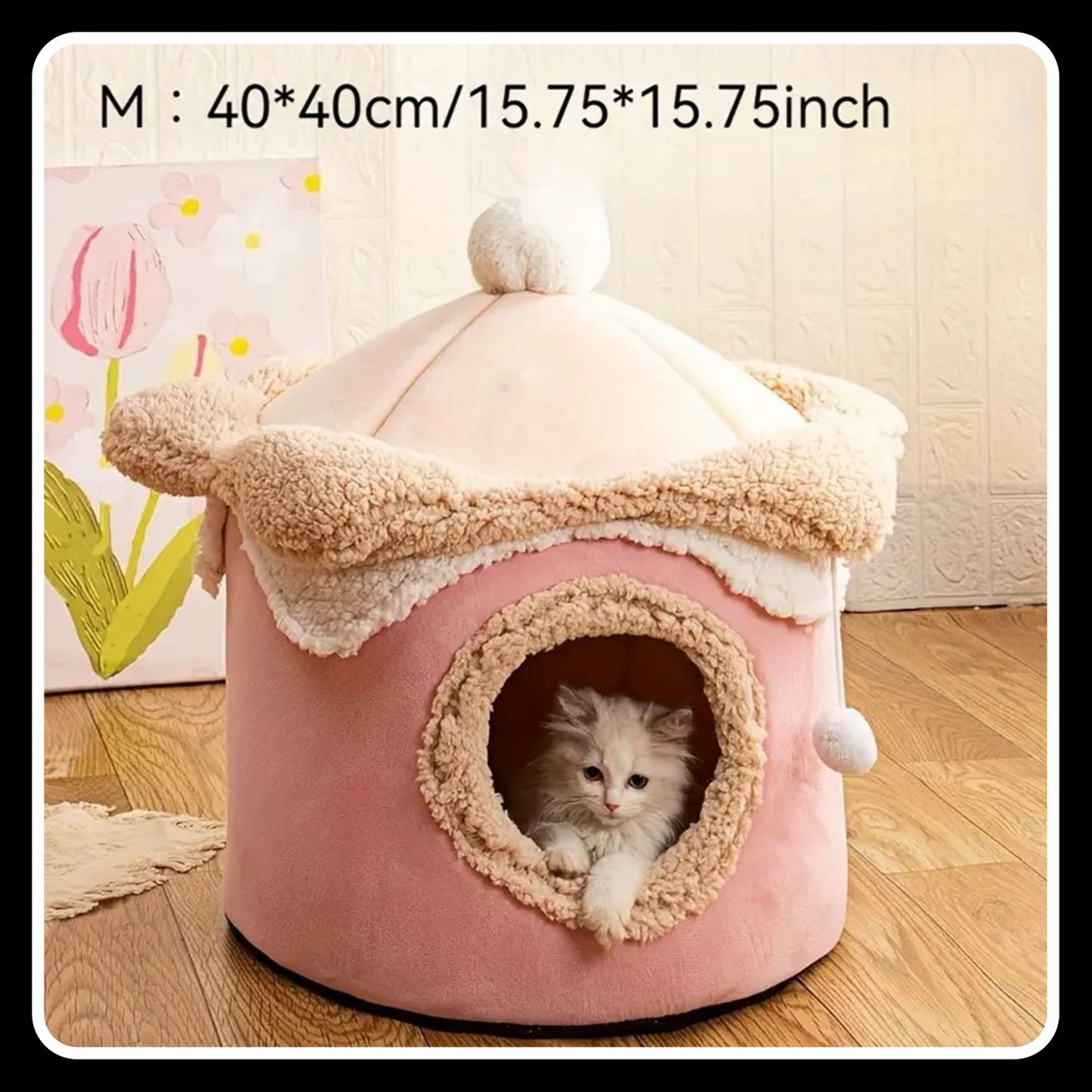 Sweet Ice Cream Cone Cat Dog House – Cozy Kennel Pet Bed (Pink)
