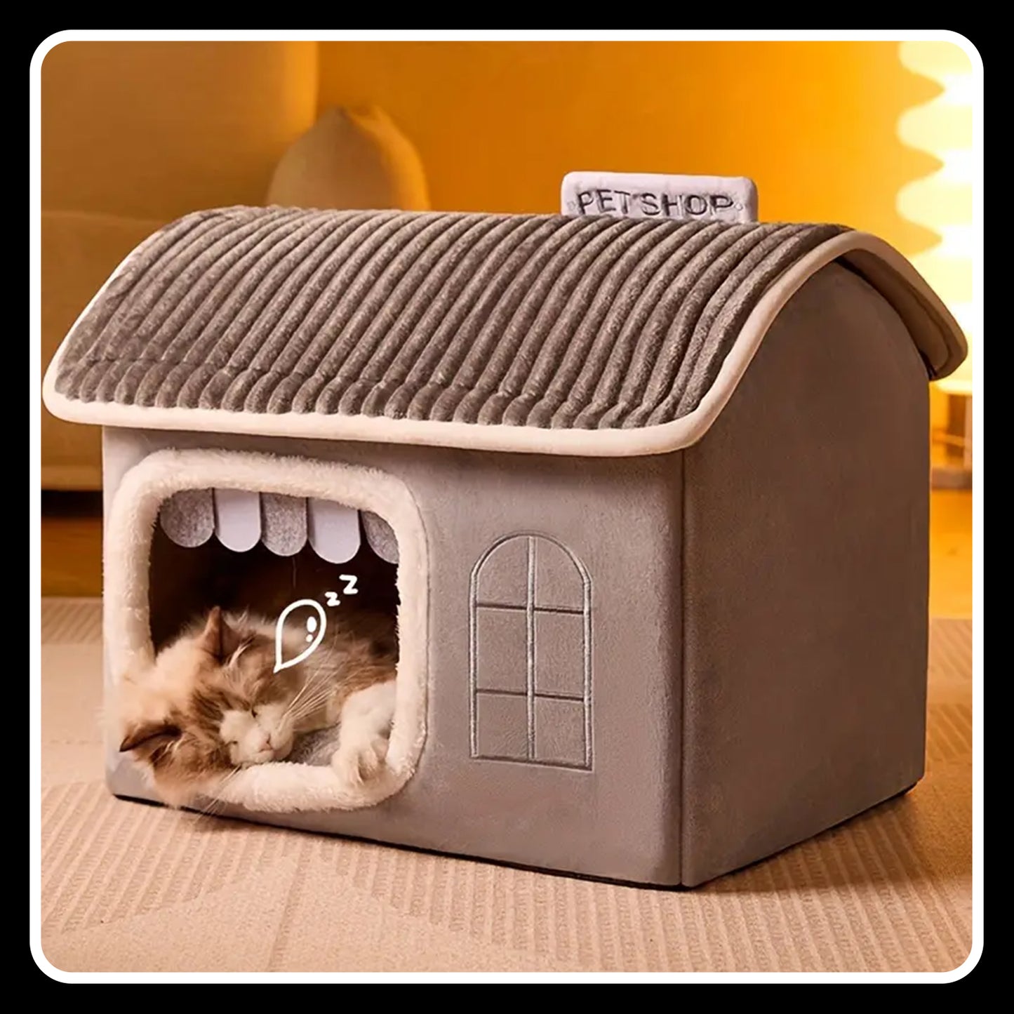 Cozy Seasonal Pet House Kennel – Removable & Washable Polyester Shelter for Cats and Small Dogs