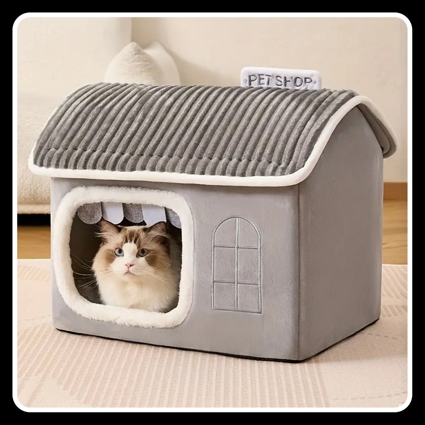 Cozy Seasonal Pet House Kennel – Removable & Washable Polyester Shelter for Cats and Small Dogs