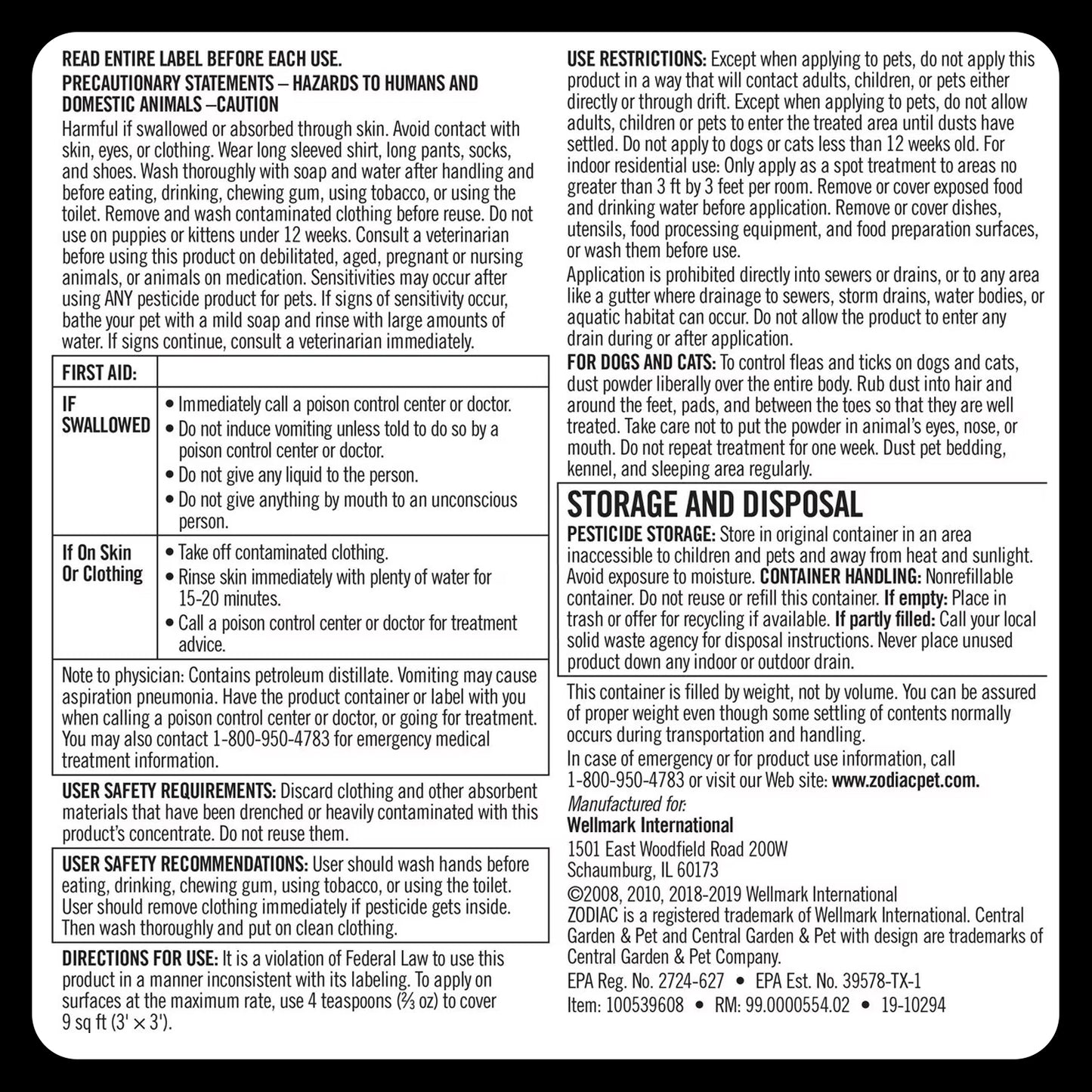 Zodiac Flea & Tick Powder for Dogs, Puppies, Cats & Kittens – 6 oz