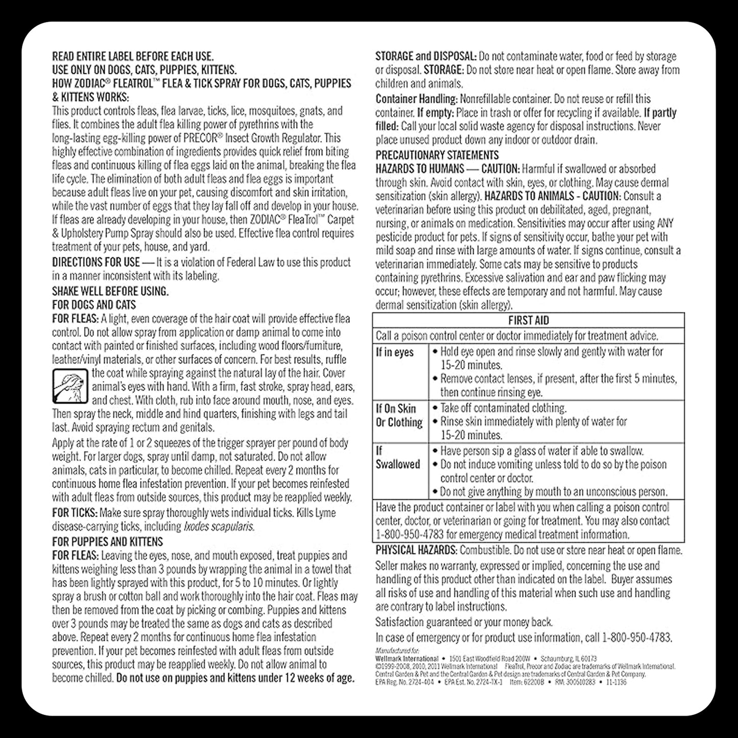 Zodiac Flea & Tick Spray for Dogs, Cats, Puppies & Kittens – 16 fl oz