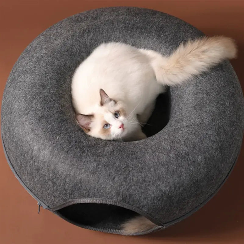 Donut Cat Bed Pet Cat Tunnel – Interactive Playground and Cozy Retreat