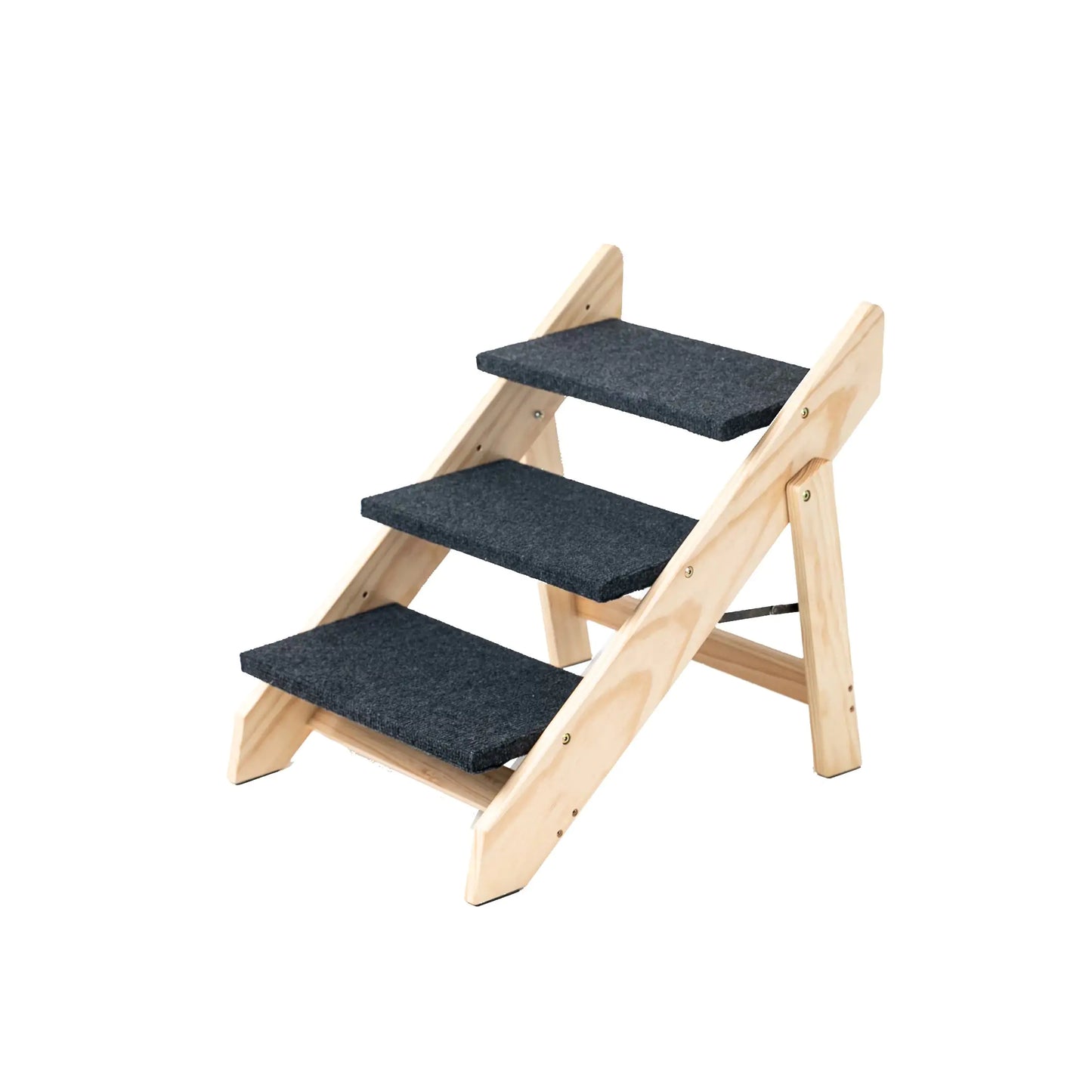 Foldable 3-Level Wood Pet Stairs & Ramp for Beds and Cars