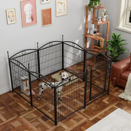 32-Inch 8-Panel Metal Dog Playpen for Indoor & Outdoor Use