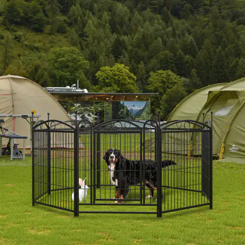 32-Inch 8-Panel Metal Dog Playpen for Indoor & Outdoor Use