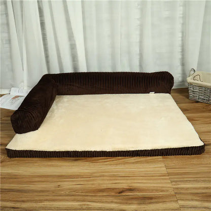 Corduroy Pet Sofa - Comfortable Dog Bed with Non-Slip Base