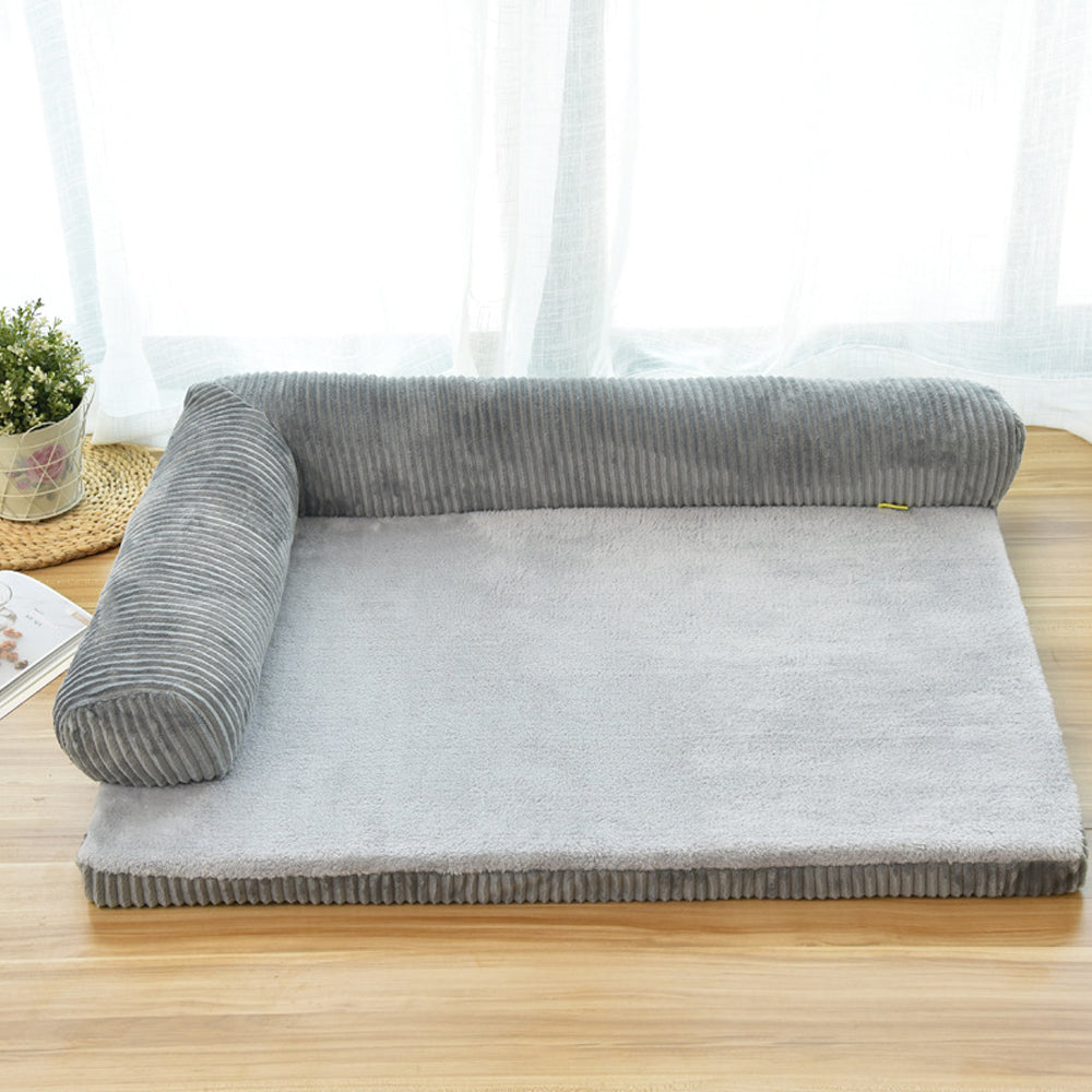 Corduroy Pet Sofa - Comfortable Dog Bed with Non-Slip Base