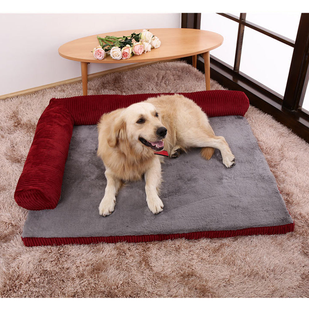 Corduroy Pet Sofa - Comfortable Dog Bed with Non-Slip Base