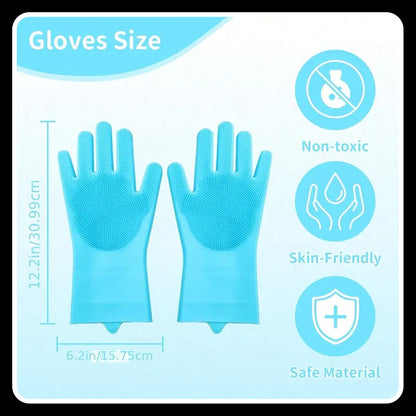 1 Pcs Dog Bathing Gloves with Massage Brush – Durable Silicone Grooming Mitts for Easy & Comfortable Cleaning (Blue)
