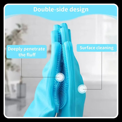 1 Pcs Dog Bathing Gloves with Massage Brush – Durable Silicone Grooming Mitts for Easy & Comfortable Cleaning (Blue)