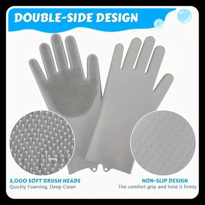 1 Pcs Dog Bathing Gloves with Massage Brush – Durable Silicone Grooming Mitts for Easy & Comfortable Cleaning (Blue)