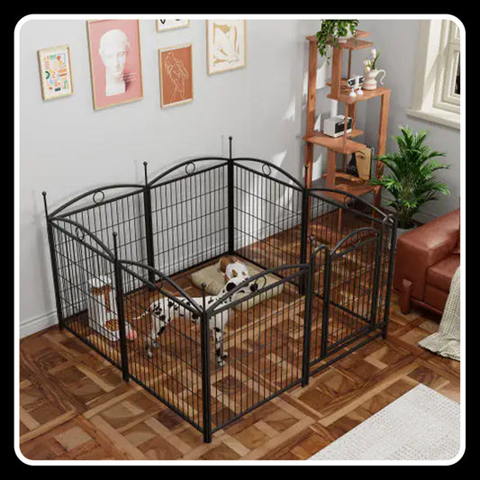 32-Inch 8-Panel Metal Dog Playpen for Indoor & Outdoor Use