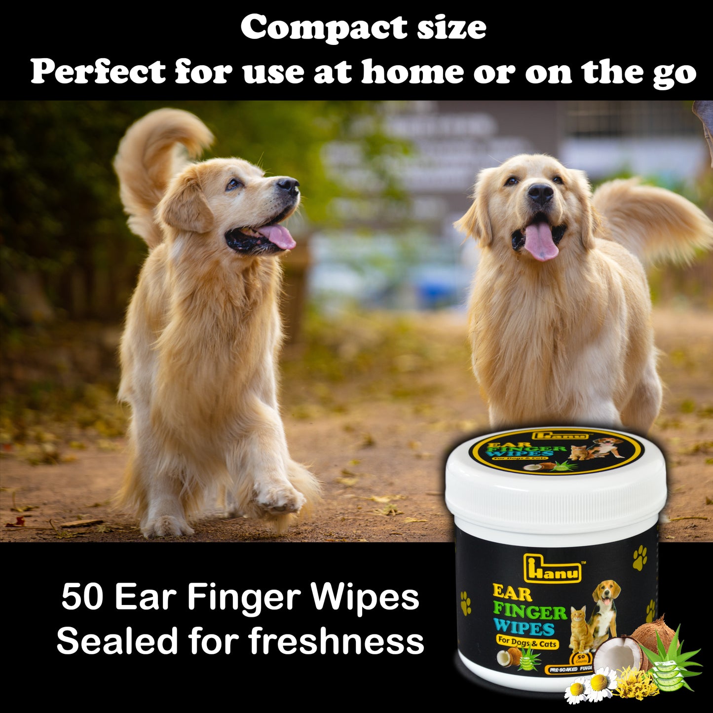 Hanu Ear Finger Wipes for Pets - Gentle Grooming & Ear Cleaning