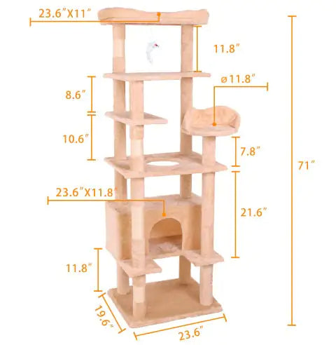 70.9-Inch Cat Climbing Frame in Cream White