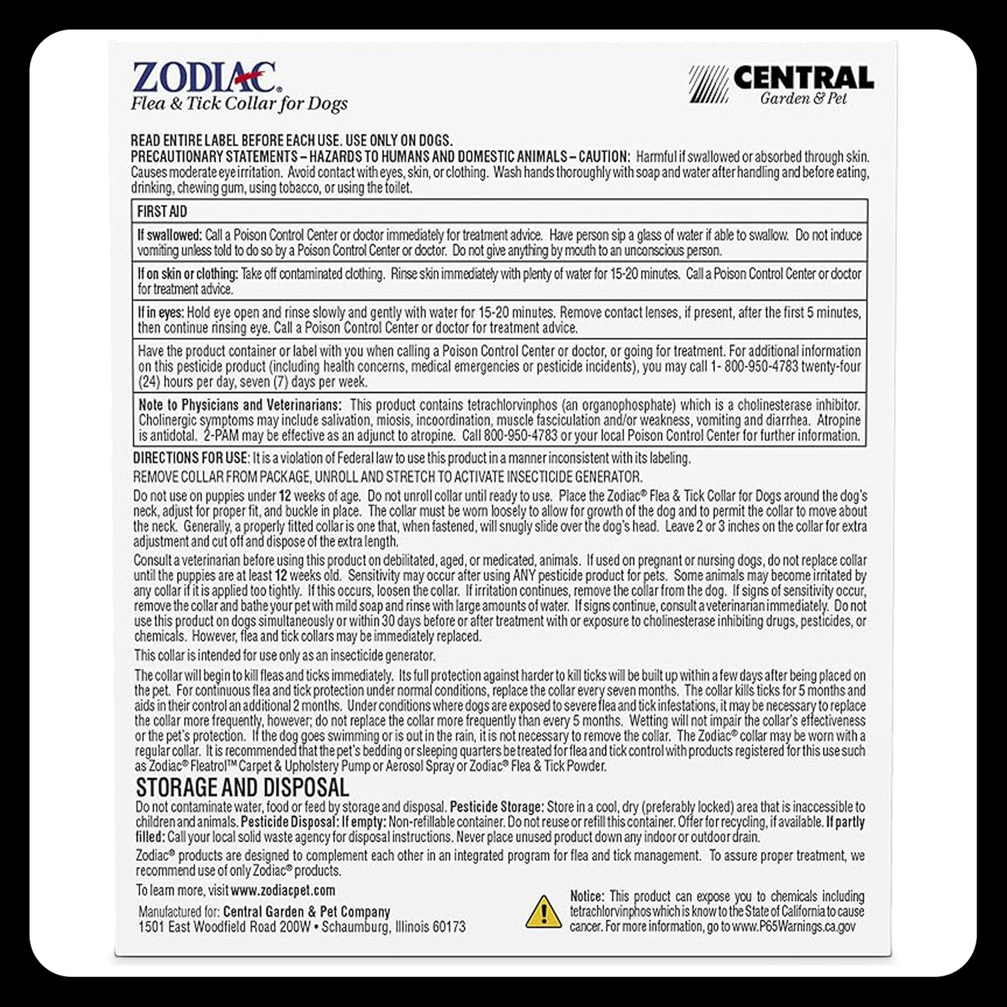 Zodiac Flea & Tick Collar for Large Dogs