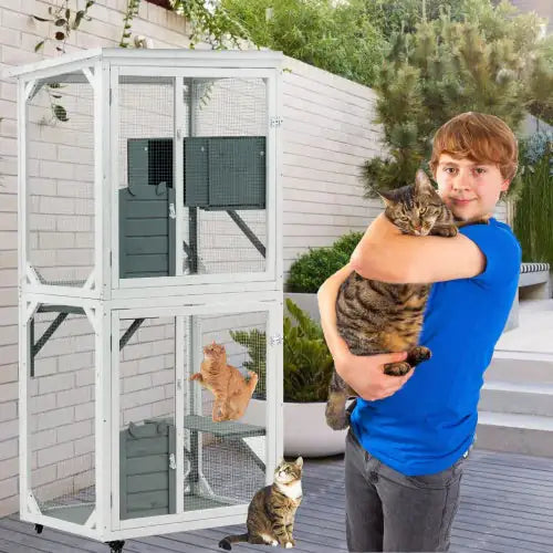 Outdoor Indoor Cat Pet Climbing Frame Game Cage Cute Large Space