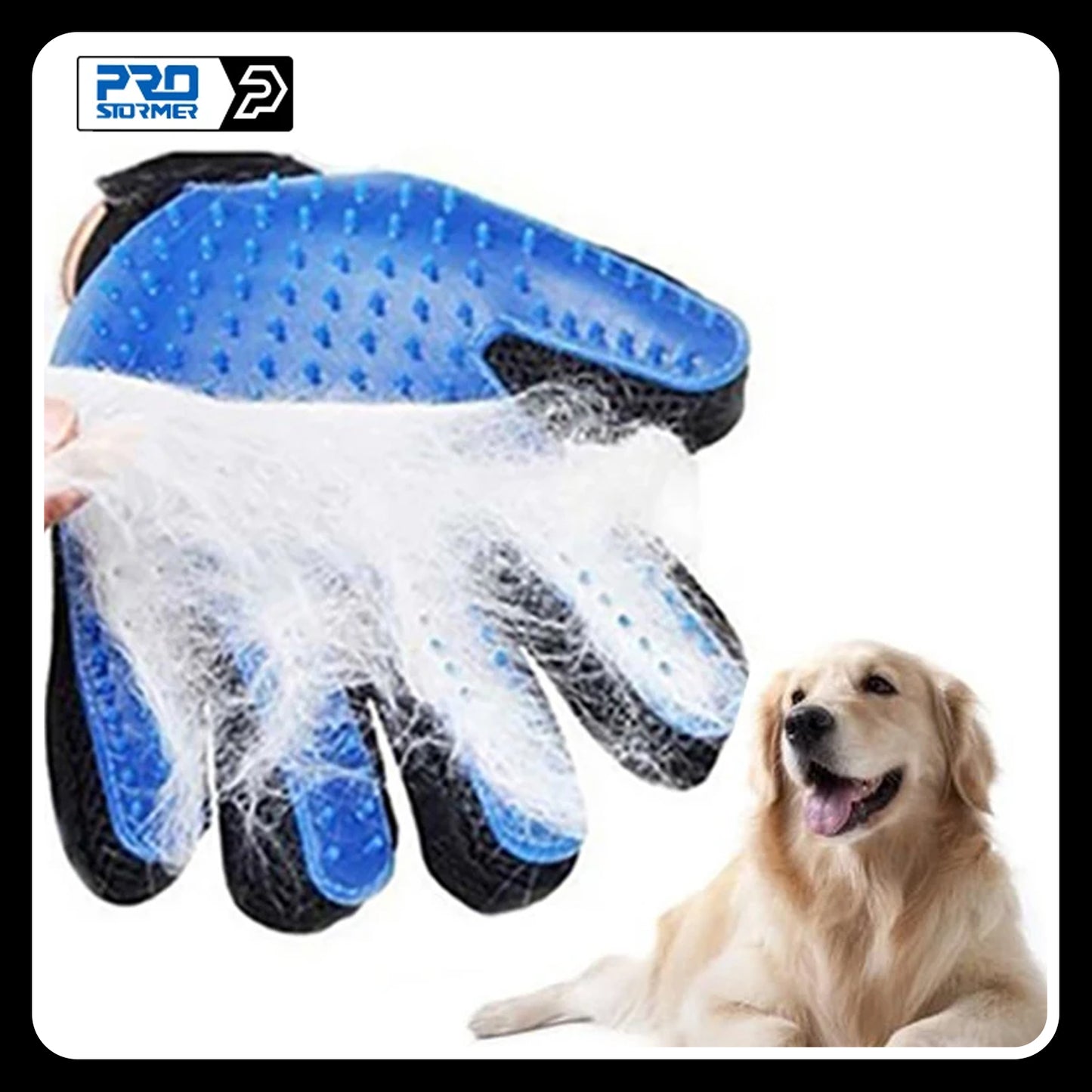 PROSTORMER Pet Grooming Glove - Silicone Deshedding Brush Comb for Dogs & Cats, Bath & Cleaning Supplies