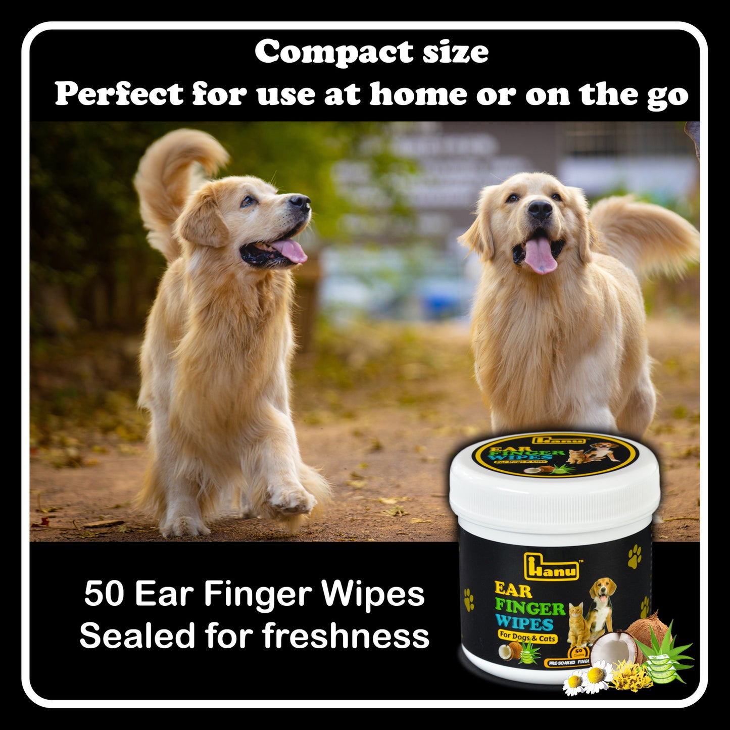 Hanu Ear Finger Wipes for Pets - Gentle Grooming & Ear Cleaning
