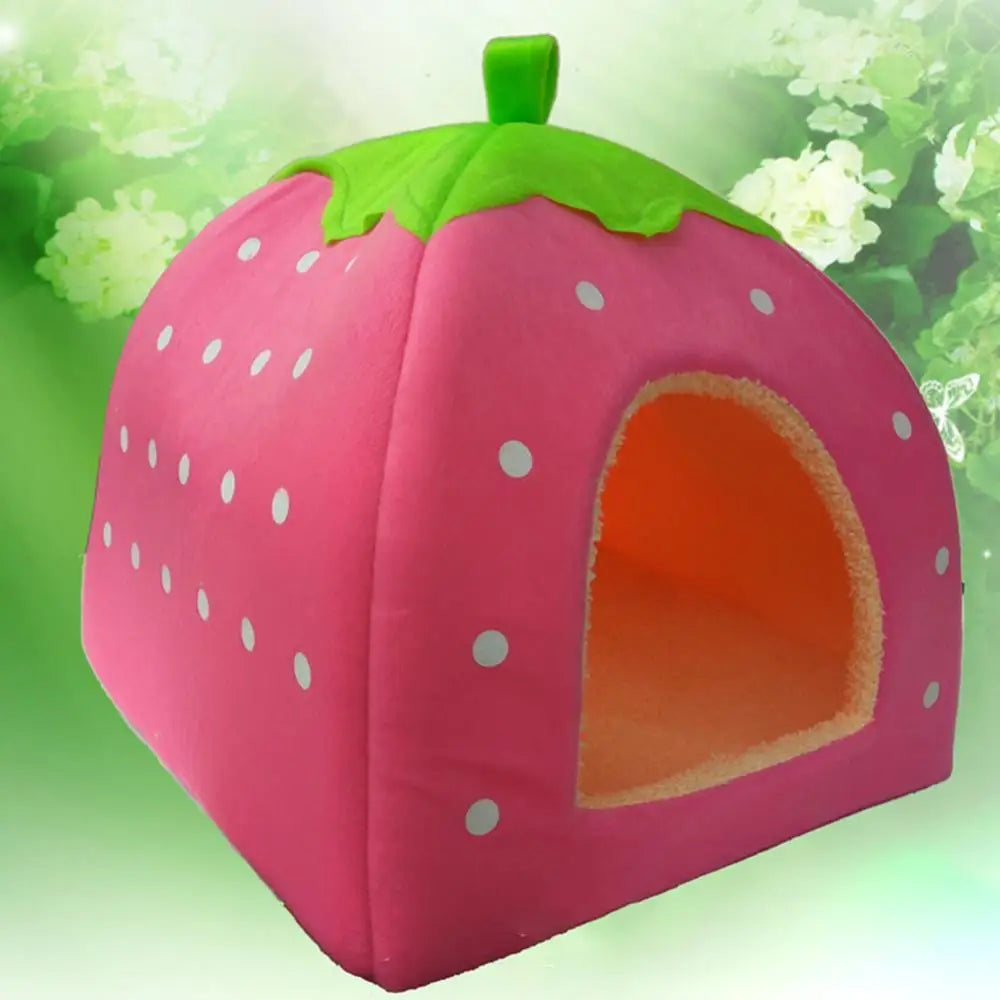 Strawberry Foldable Pet Bed – Cozy, Cute, and Perfect for Small Pets