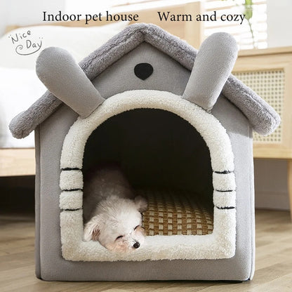 Foldable & Washable Cat/Dog Bed - Removable Cushion, Cozy Pet Sleeping Nest for Indoor Use