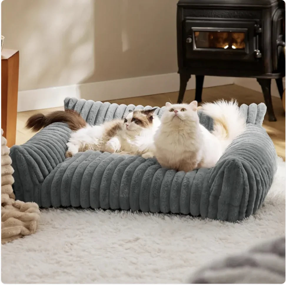 Bedsure Cute Cat Dog Sofa - Soft Corduroy Fleece Pet Bed