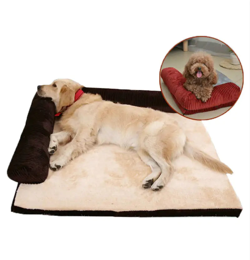 Corduroy Pet Sofa - Comfortable Dog Bed with Non-Slip Base