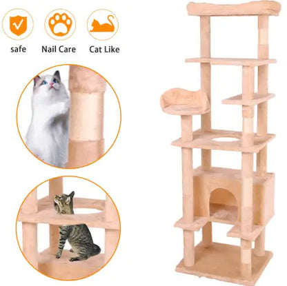 70.9-Inch Cat Climbing Frame in Cream White