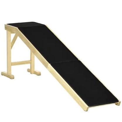 PawHut Ramp for Dog Bed – Wooden Pet Ramp with Non-Slip Carpet and Top Platform