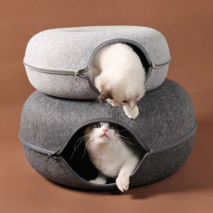 Donut Cat Bed Pet Cat Tunnel – Interactive Playground and Cozy Retreat