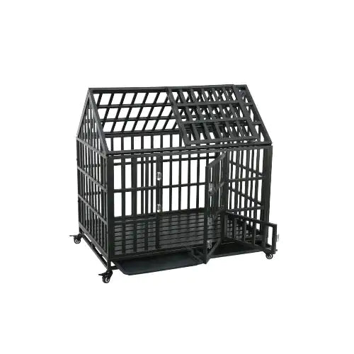 Heavy-Duty Dog Kennel with Rooftop Pet Cage – Secure, Durable, and Easy to Move