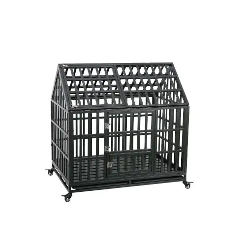 Heavy-Duty Dog Kennel with Rooftop Pet Cage – Secure, Durable, and Easy to Move