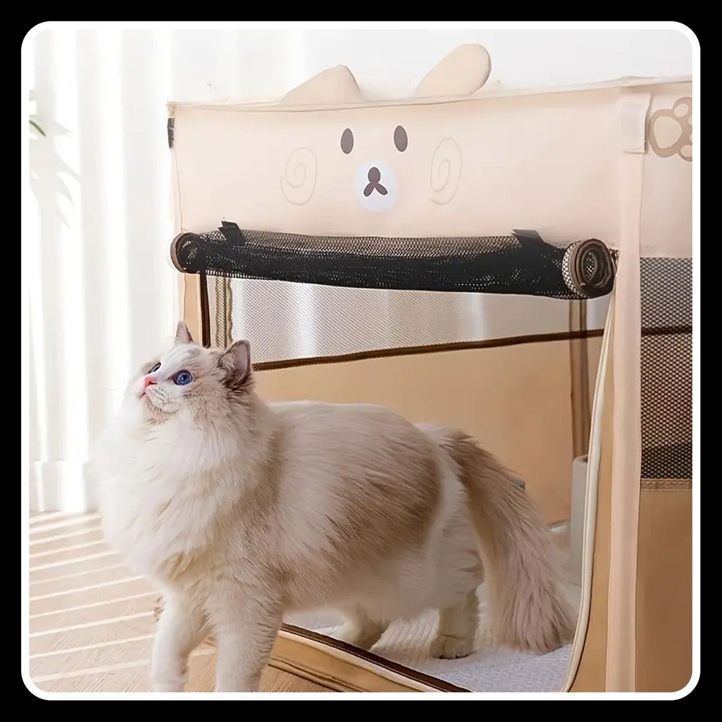 Modern Portable Pet Tent House Kennel – Large Foldable Cat & Dog Bed | Removable Zipper Top, Easy Assembly, Indoor & Outdoor Playpen (Brown)
