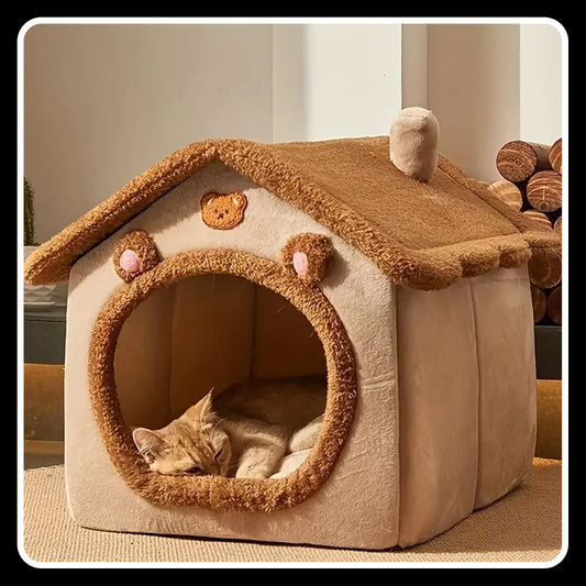 Foldable Pet House - Removable & Washable Cat House, Puppy Cave Sofa Bed for Small Pets