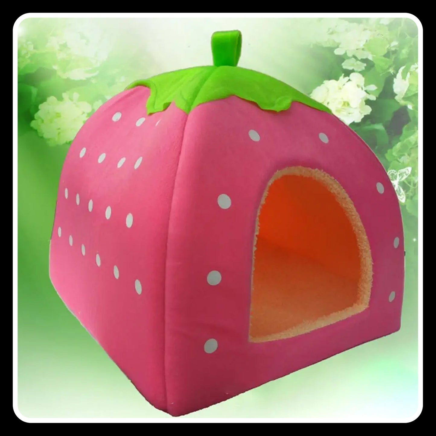 Strawberry Foldable Pet Bed – Cozy, Cute, and Perfect for Small Pets