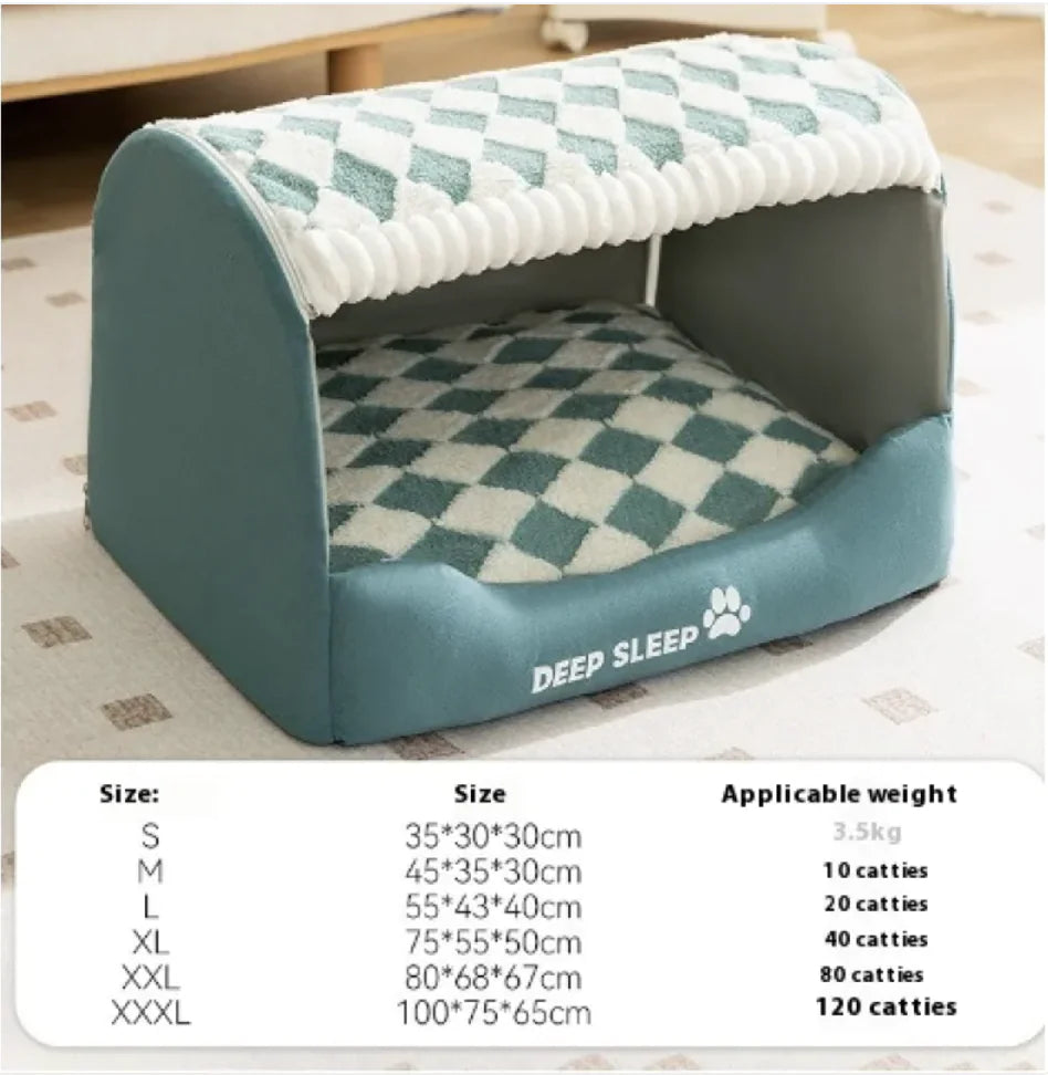 Cozy Bear-Shaped Enclosed Pet Bed House for Small Dogs – Soft, Durable, Self-Warming