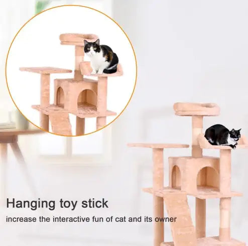 63-Inch Cat Climbing Frame in Creamy White