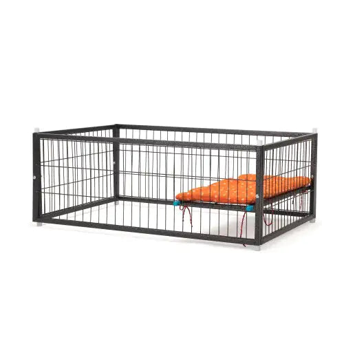 4-Tier Pet Cage with Ladder – Lockable Wheels and Removable Tray, Black & Orange