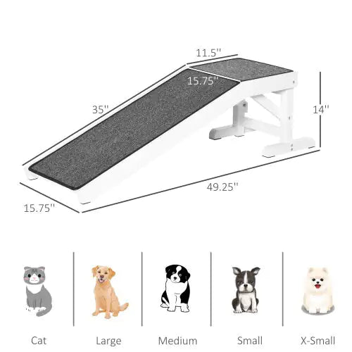 PawHut Ramp for Dog Bed – Wooden Pet Ramp with Non-Slip Carpet and Top Platform