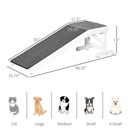 PawHut Ramp for Dog Bed – Wooden Pet Ramp with Non-Slip Carpet and Top Platform